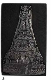 3. Printing plate - “Eiffel Tower of Calaveras” Lead engraving (19th century) - Artist: Attributed to M Manilla